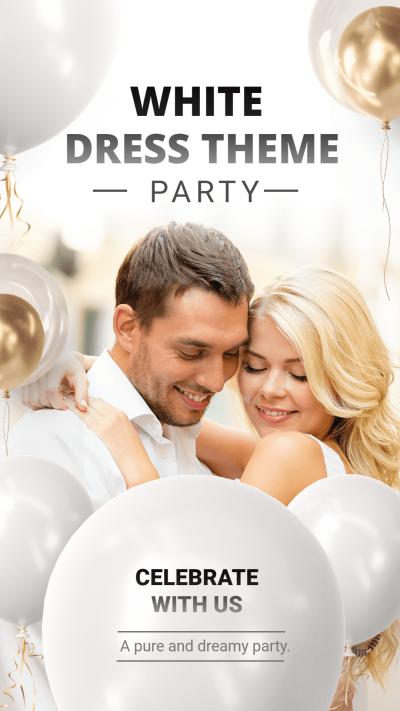 Fashion Ballons Decorate White Dress Theme Party Instagram Story