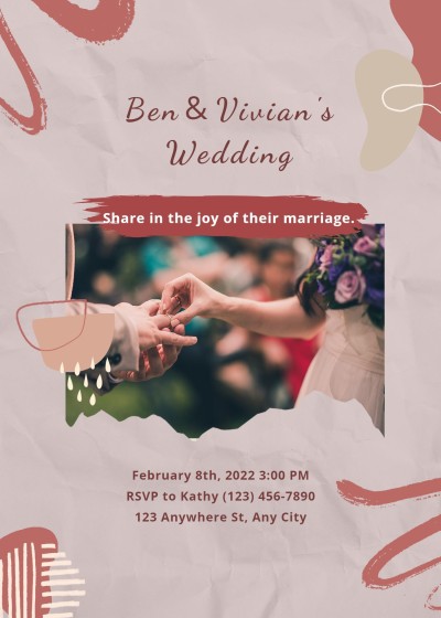Simple Literary Pleated Paper Background Save the date wedding Invitation Letter