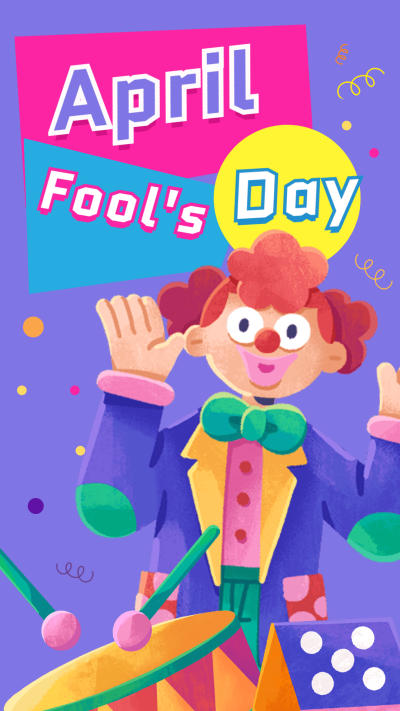Cartoon Style Color Block Element April fool's Day Instagram Story