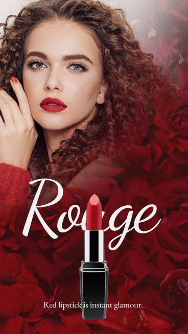  Red Floral Lipstick Beauty Cosmetics Makeup Ecommerce Story预览效果
