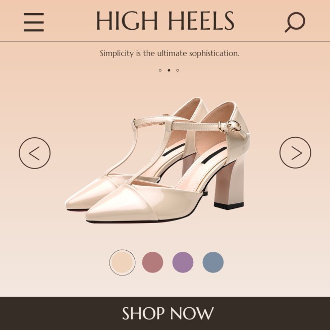 Basic Minimal Women's Shoes High Heels Color Palette Ecommerce Product Image预览效果