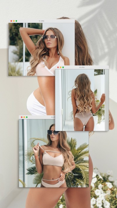 Literary Fashion Style Interface Simulation Swimsuit Woman Life Record Instagram Story