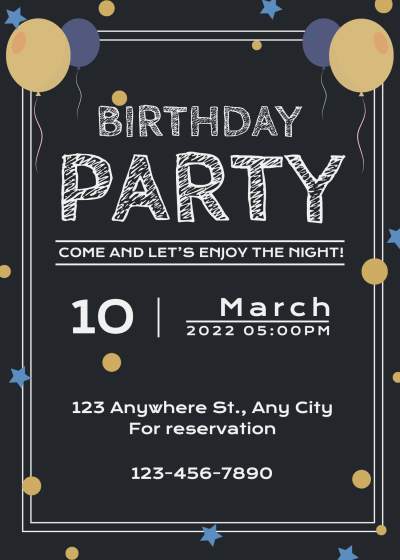 Cartoon Ballon Birthday Invitation Letter