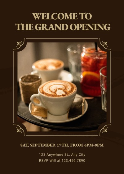 Retro Frame Coffee Shop Grand Opening Invitation Letter