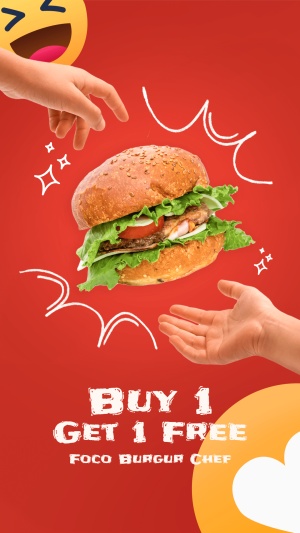 Handwritting Text Creative Burger Promotion Ecommerce Story