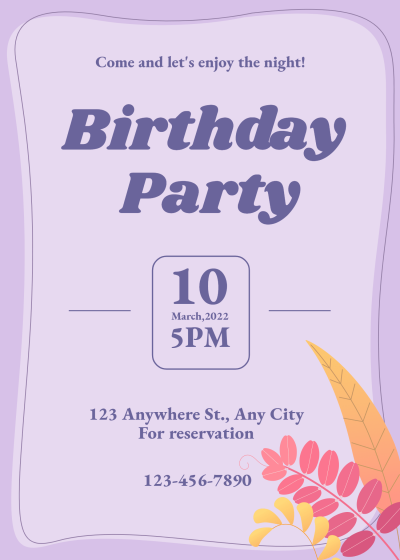 Gold Leaf Birthday Invitation letter