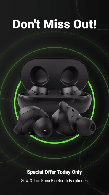Green Light Circle Fashion Bluetooth Earphones Discount Ecommerce Story预览效果