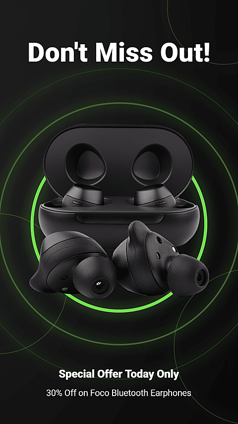 Green Light Circle Fashion Bluetooth Earphones Discount Ecommerce Story