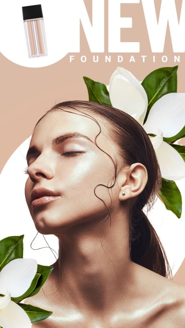  White Floral Liquid Foundation Beauty Cosmetics Makeup New Arrival Ecommerce Story预览效果