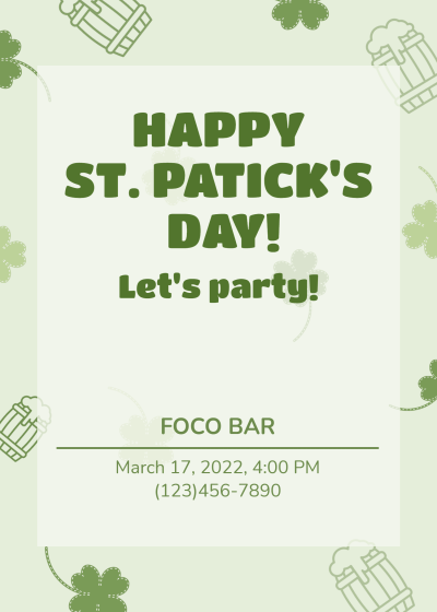 Refreshing Clover Saint Patrick's Day Celebrate Party Invitation Letter