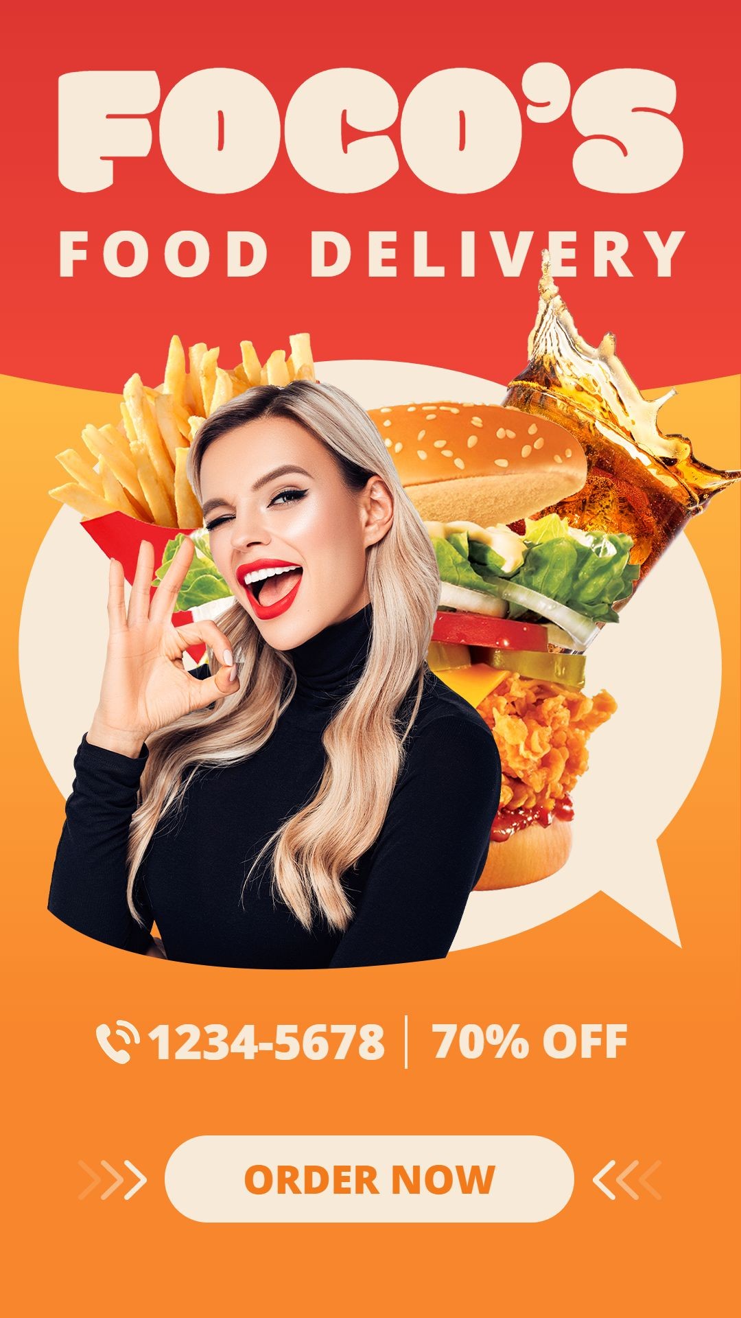 Burger Fries Fast Food Delivery Discount Promo Creative Campaign Marketing Ecommerce Story预览效果