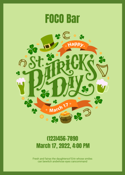 Refreshing Cartoon Typesetting Saint Patrick's Day Celebrate Party Invitation Letter