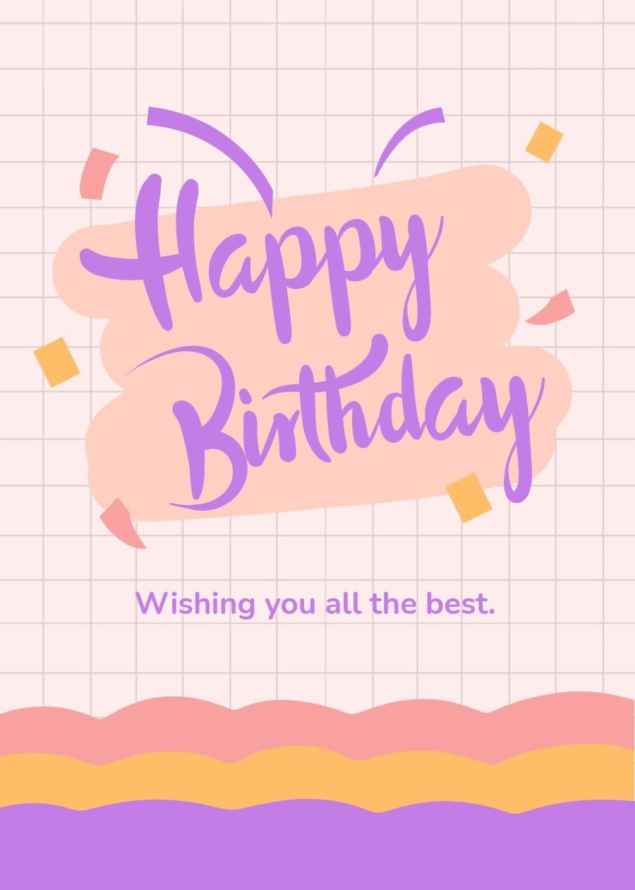 SImple Cute Style colorful Block Birthday Greeting Card