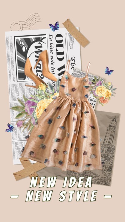 Newspaper Flower Background Clothing Display Promotion Fashion Simple Style Poster Ecommerce Story