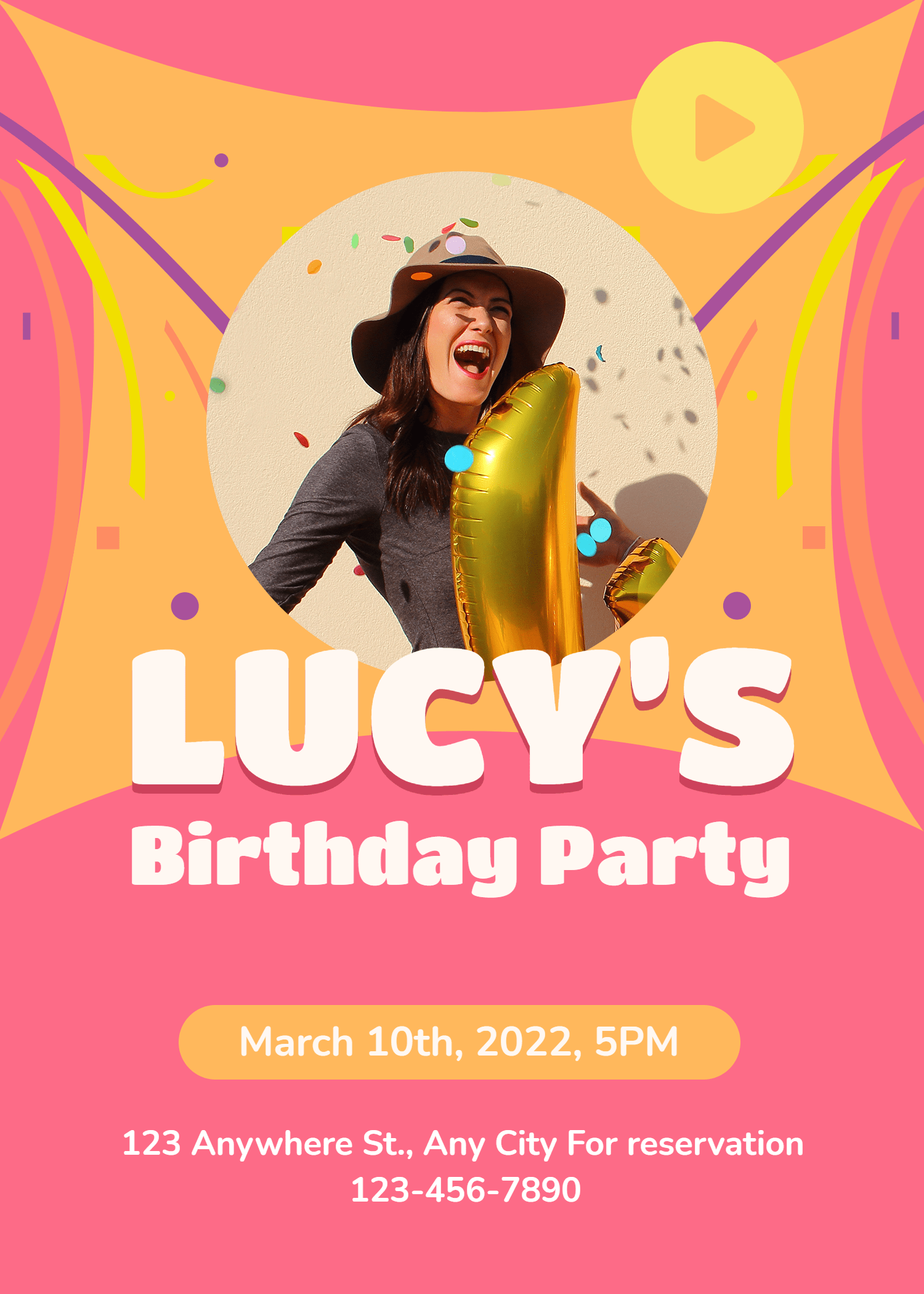 Cute Laugh Woman Birthday Invitation Letter