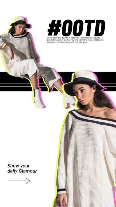 Fashion Line Arrow Element Woman Outfit Display Instagram Story