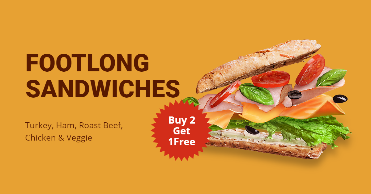 Sandwich Sales Two for One Offline Ecommerce Banner预览效果