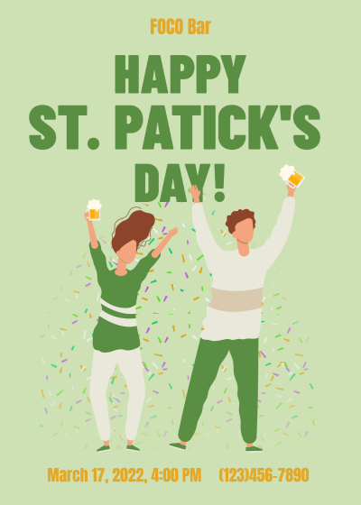 Refreshing Cartoon Style Saint Patrick's Day Celebrate Party Invitaiton Letter