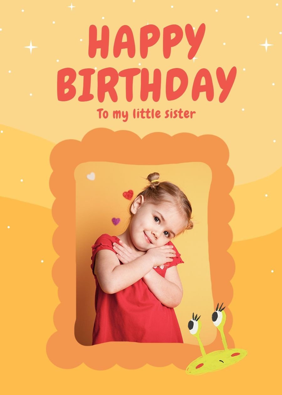 Simple Literary Style Orange Color Block Birthday Greeting Card