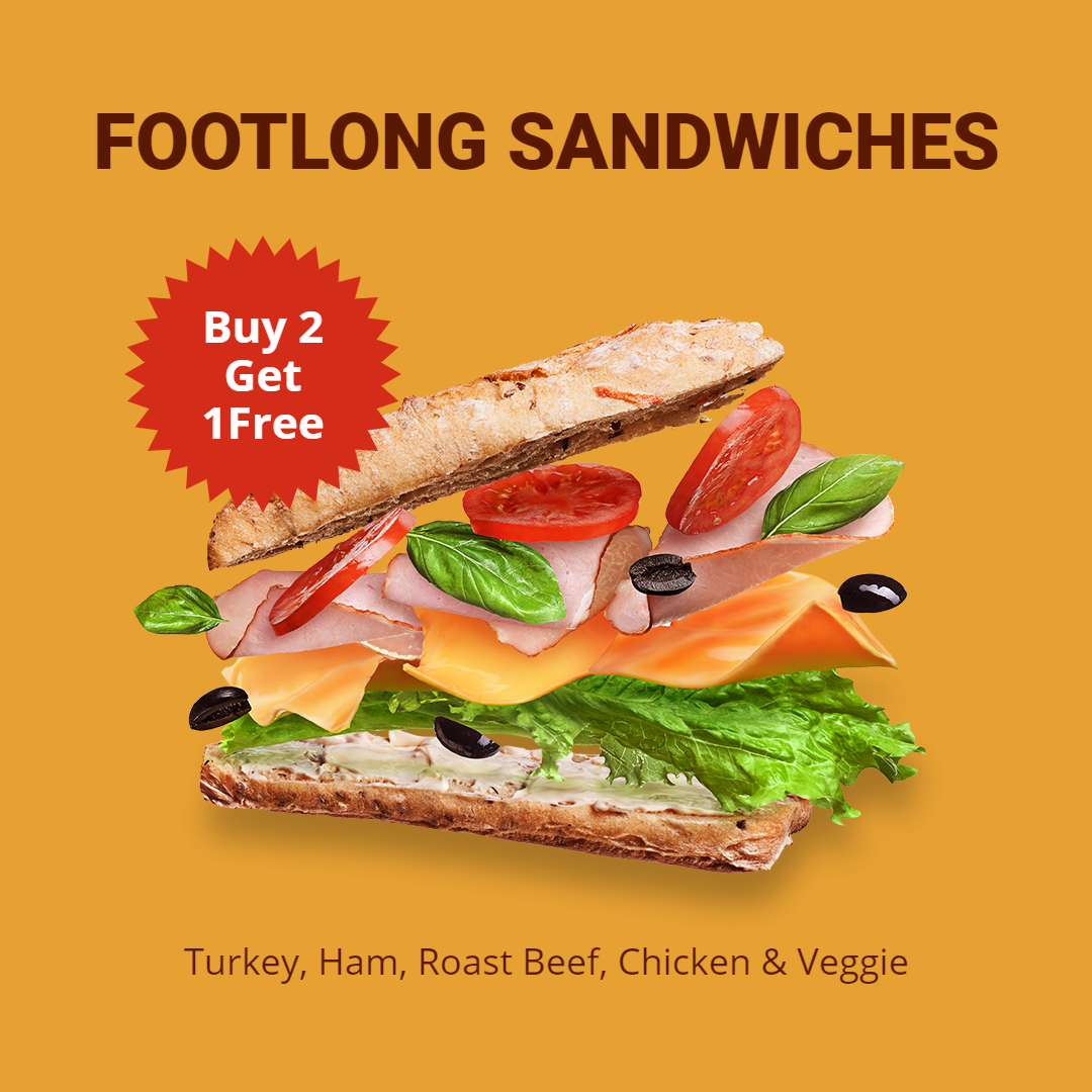Sandwich Shop Buy Two Get One Free Ads Ecommerce Product Image