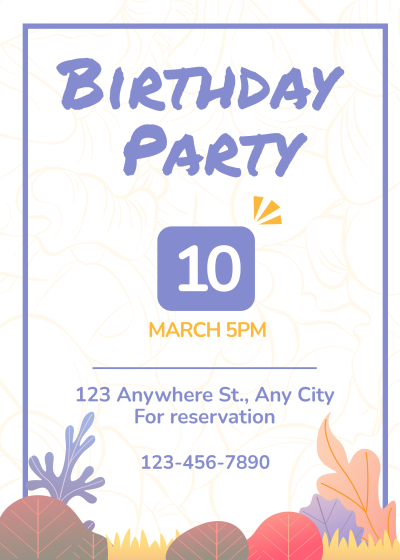 Cartoon Grass Birthday Invitation letter