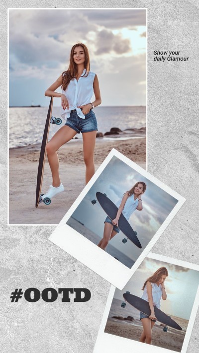 Fashion Texture Background Skate Girl Outfit Instagram Story 