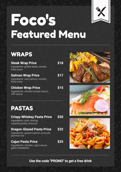 Simple Gray Rectangle Frame Restaurant Food Menu