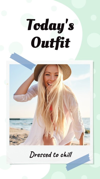 Simple Polaroid Style Seaside Woman Outfit Instagram Story