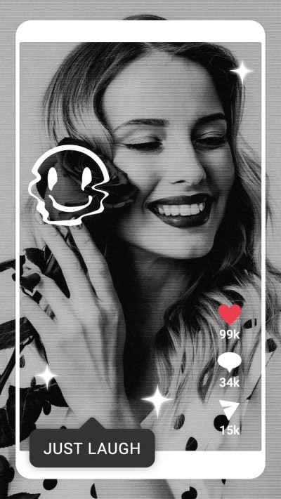 Simple TikTok Interface Simulation Filter Element Laugh Woman Instagram Story