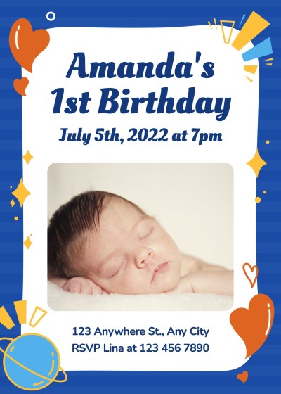 Simple Literary Style Star Element Baby shower invitation