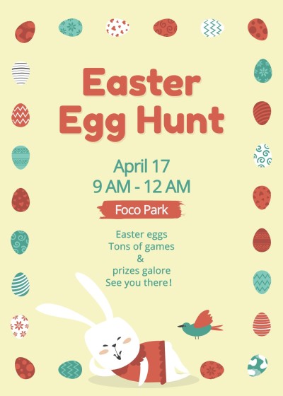 Cute Cartoo Eggs Surround Easter party invitation Letter