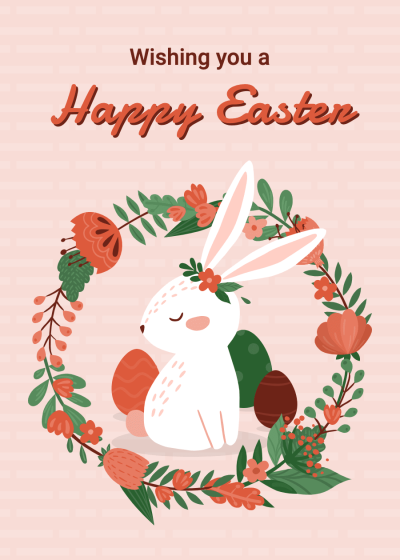 Retro Cute Style Cartoon Flower Ring Easter holiday Greeting card