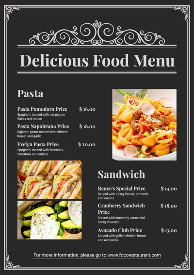 Simple Pattern Rectangle Frame Restaurant Food Menu