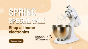 Kitchen Mixer Machine Home Electronic Appliance Discount Sale Promo Ecommerce Banner