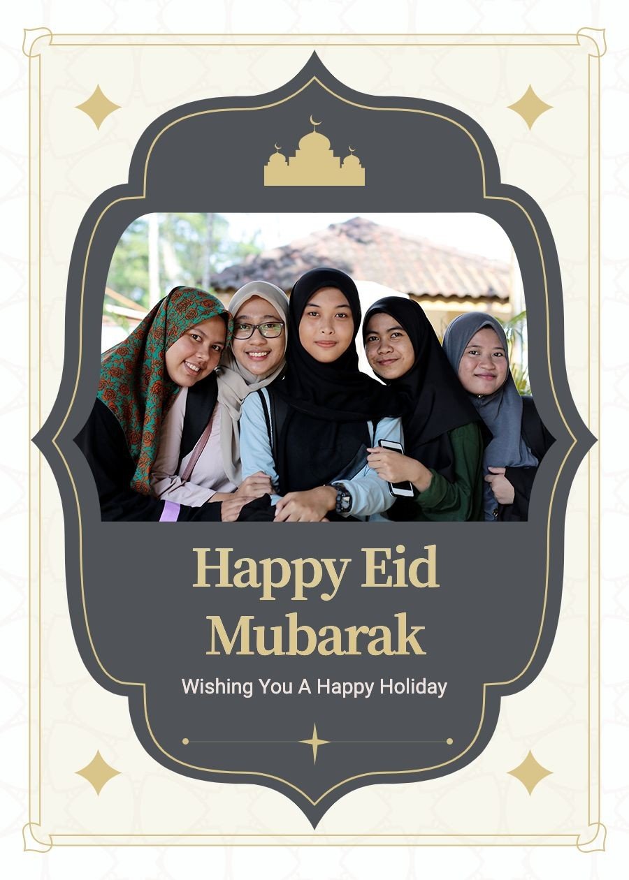 Literary Retro Style Women Group Photo Ramadan blessings Greeting card