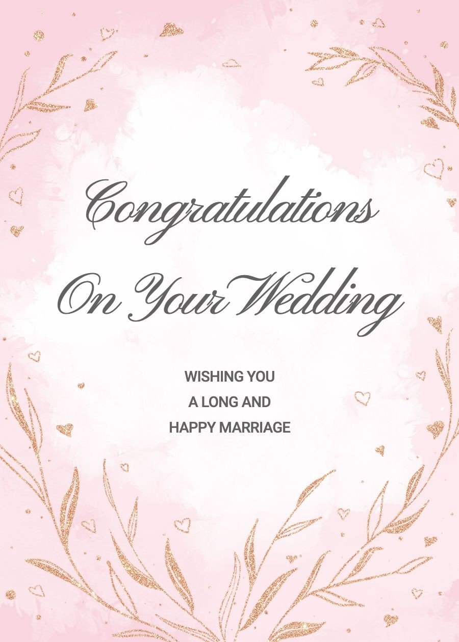 Literary Hand Painted Gold Leaves Decorate Wedding Card 