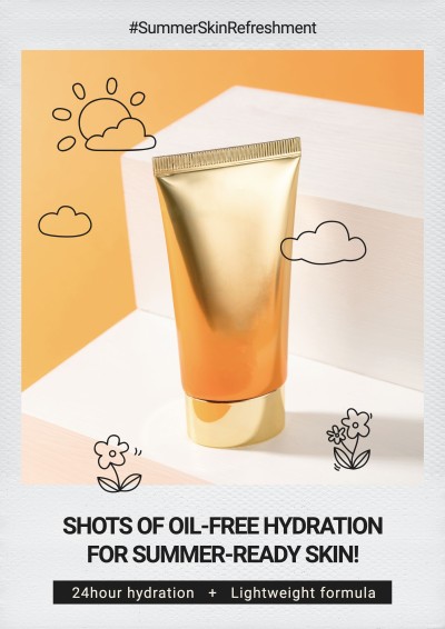 Simple Hand Painted Clouds Decorate Cosmetics Product Advertising Poster