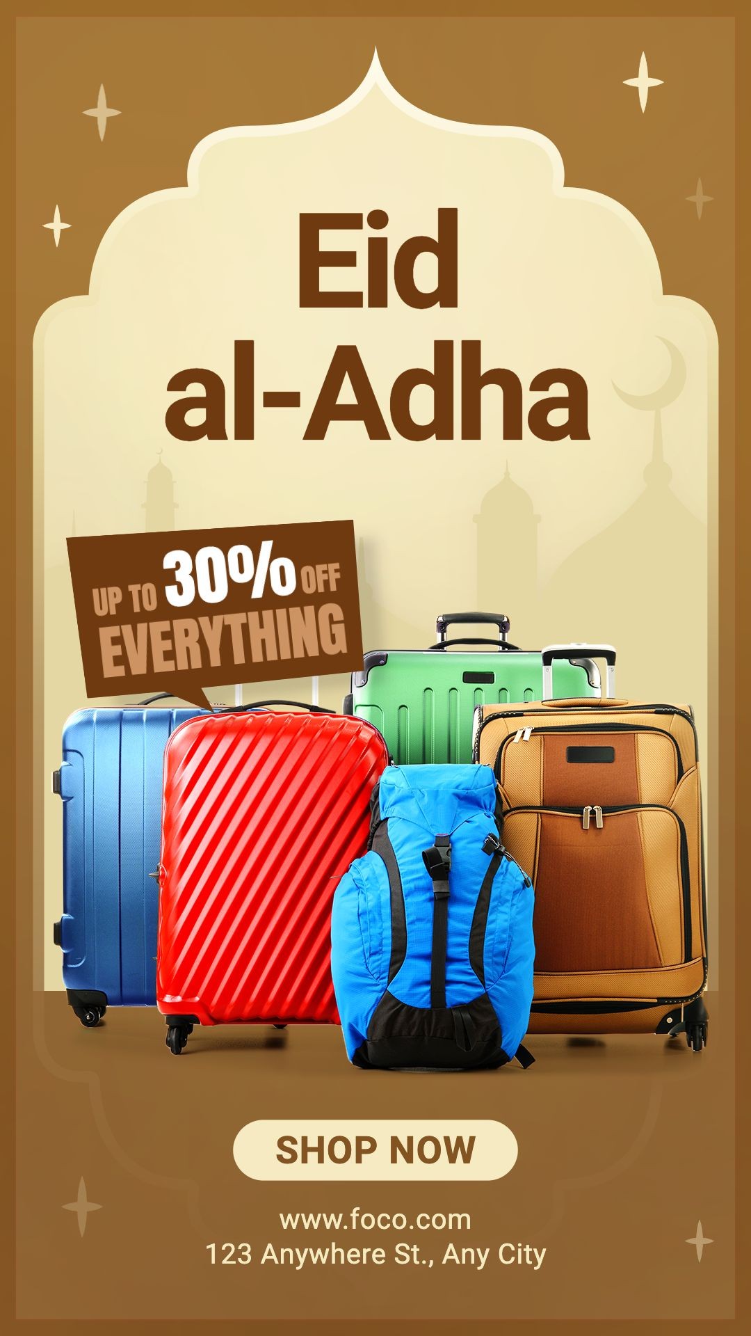 Eid al-Adha Travel Suitcases and Luggages Discount Sale Promotion Ecommerce Story预览效果