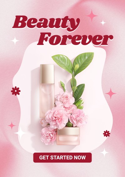 Cute Hand Painted Flowers Decorate Cosmetics Product  Advertising Poster
