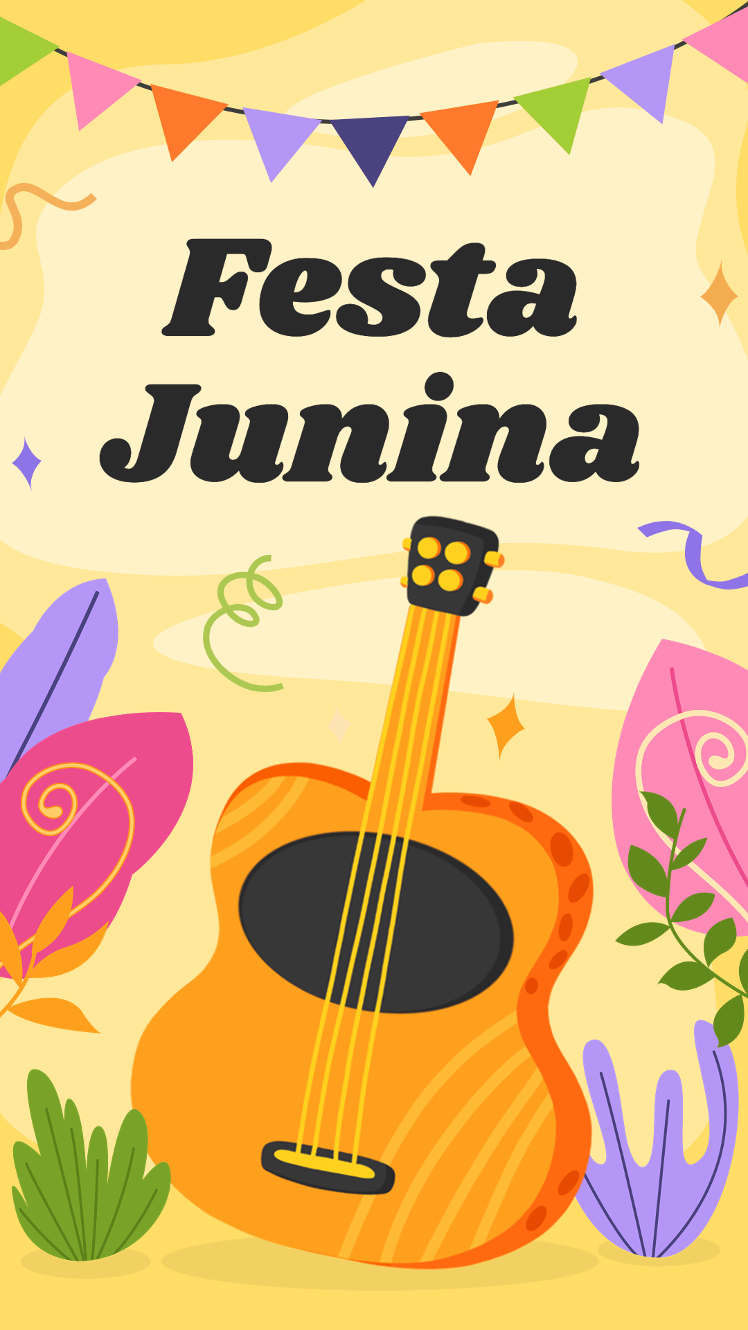 Hand Painted Leaves Decorate Festa Junina Instagram story