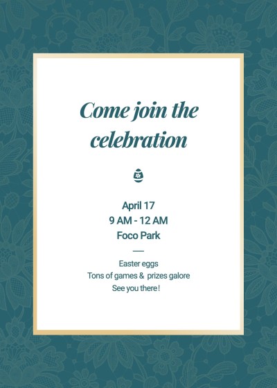 Luxury Retro Style Green Pattern Background Easter Party Invitation Letter