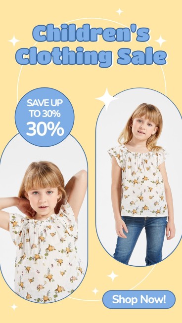 Blue Ellipse Element Children's Fashion Sale Promotion Ecommerce Story预览效果