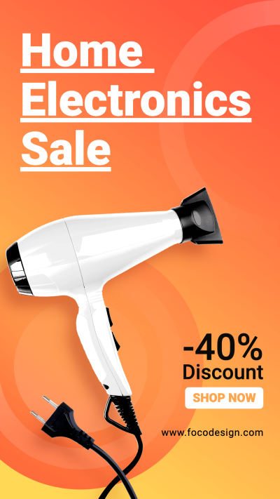 Hair Dryer Home Electronic Appliances Discount Sale Promo Ecommerce Story