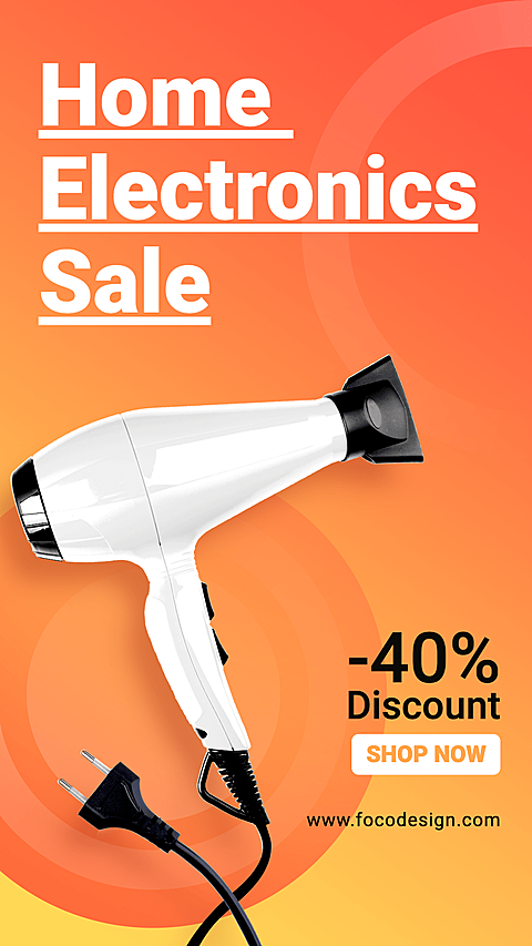 Hair Dryer Home Electronic Appliances Discount Sale Promo Ecommerce Story