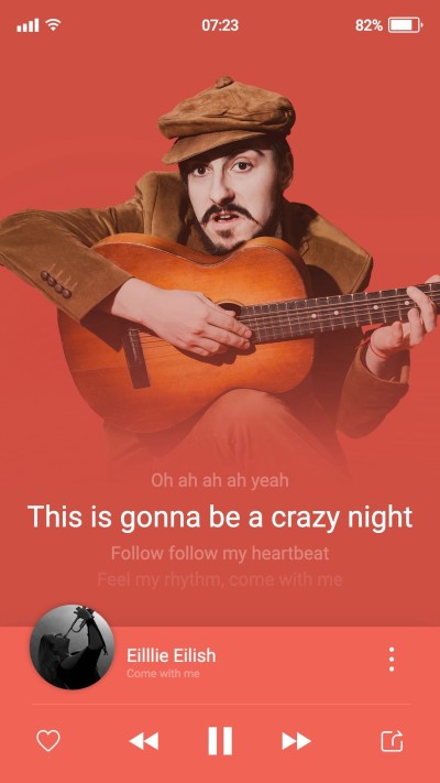 Fashion Style Music player interface simulation Guitar Man Show Instagram story
