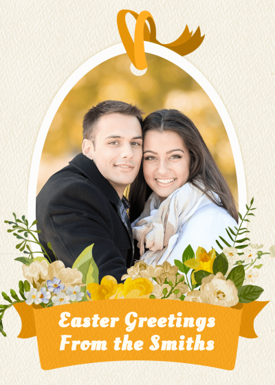 Literary Hand Painted Flower Element Couple Record Easter holiday Greeting card