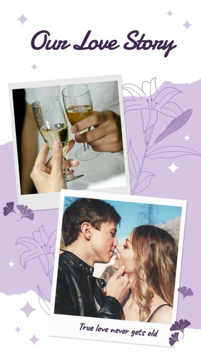 Simple Hand Painted Plants Decorate Polaroid style Couple Moment Instagram story
