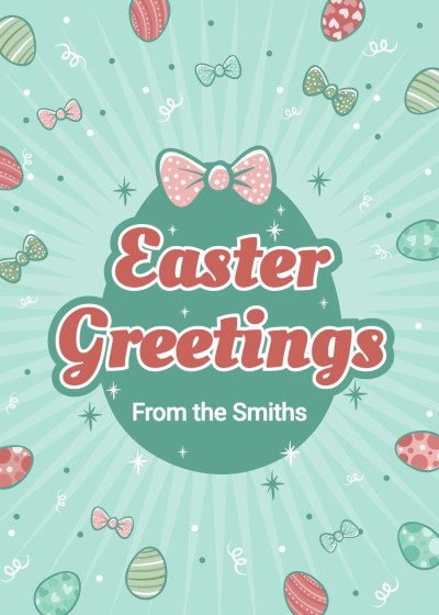Cute Style Colorful Cartoon Eggs Easter holiday Greeting card