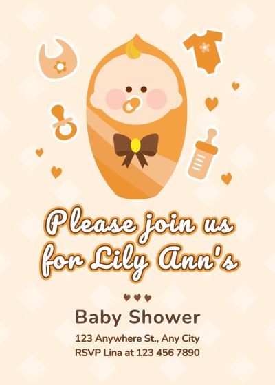 Cute Style Cartoon Infant Baby shower invitation