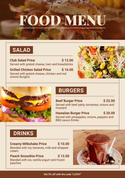 Creative Form Element Restaurant Food Menu
